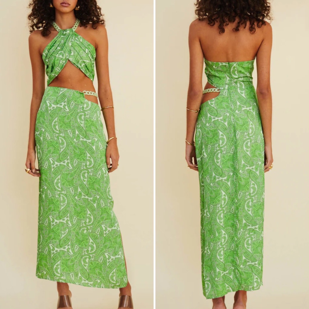 Suboo Orbit Chain-Detail Satin Midi Dress